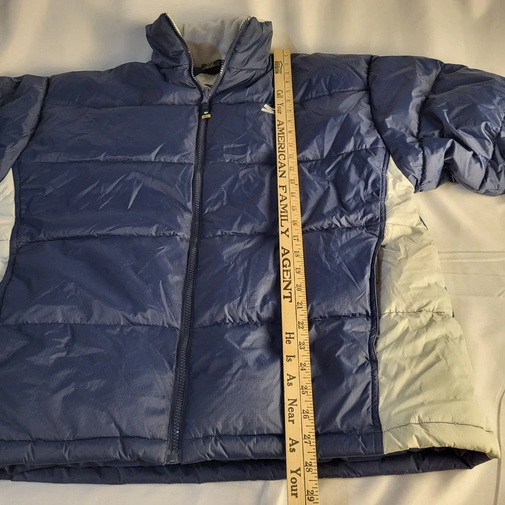 Vtg Starter Mens L Down Full Zip Winter Jacket Coat Navy White 2 Pockets